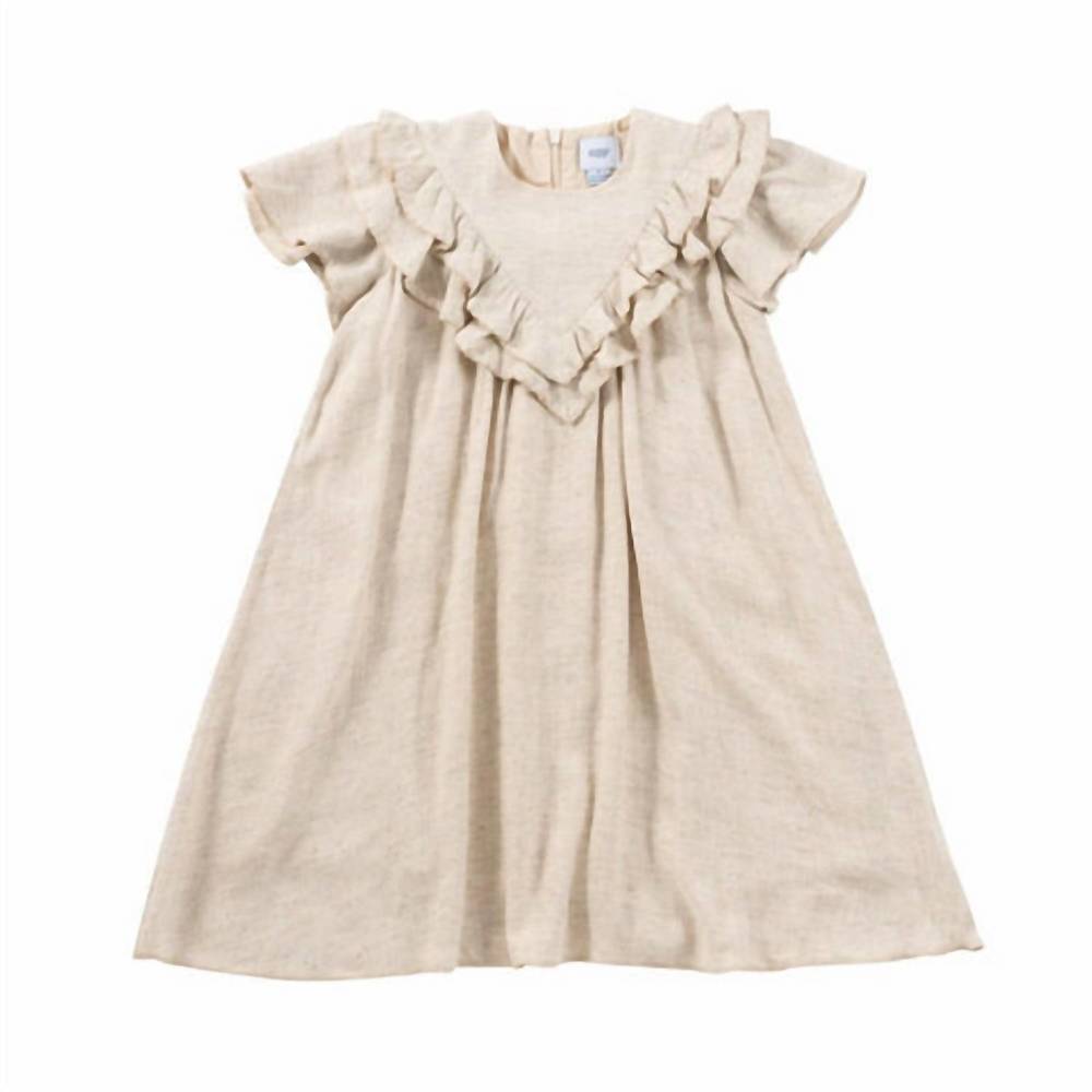 NEW KIPP girl's linen ruffle dress in natural
